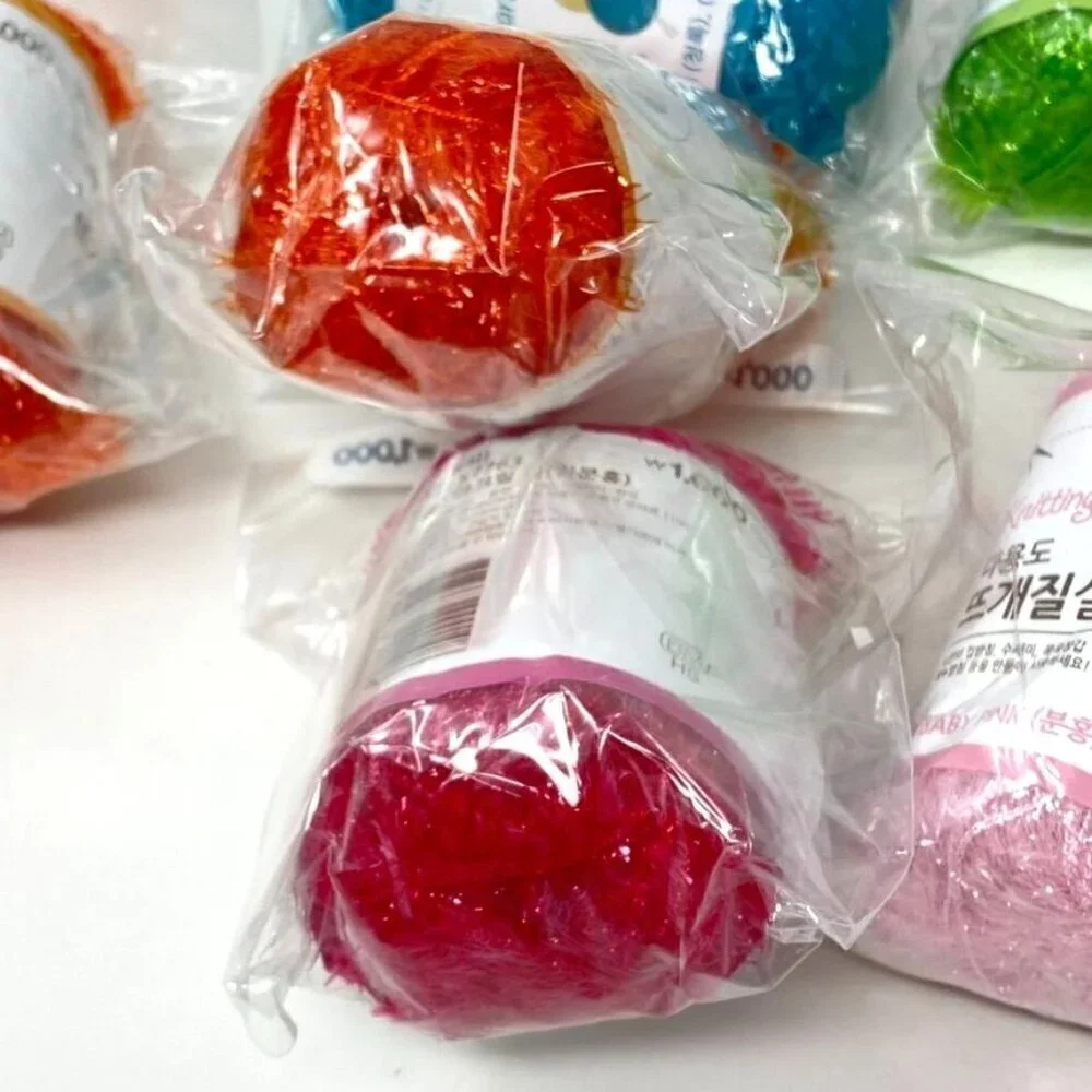 Korean Scrubby Sparkle Yarn Knitting Crochet 6-Pack 13 Grams/ 27.3 Yards